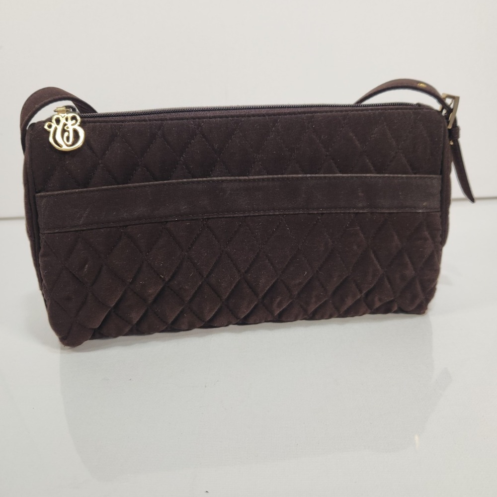 Vera Bradley Womens Chocolate Brown Microfiber Diamond Quilted Shoulder Bag